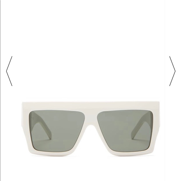 Celiné White Rectangular Acetate Sunglasses - Picture 2 of 8